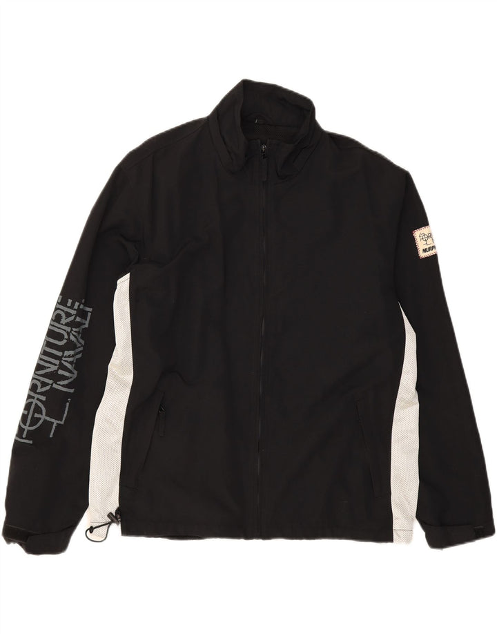 MURPHY & NYE Mens Hooded Tracksuit Top Jacket Large Black Colourblock Vintage Murphy & Nye and Second-Hand Murphy & Nye from Messina Hembry 