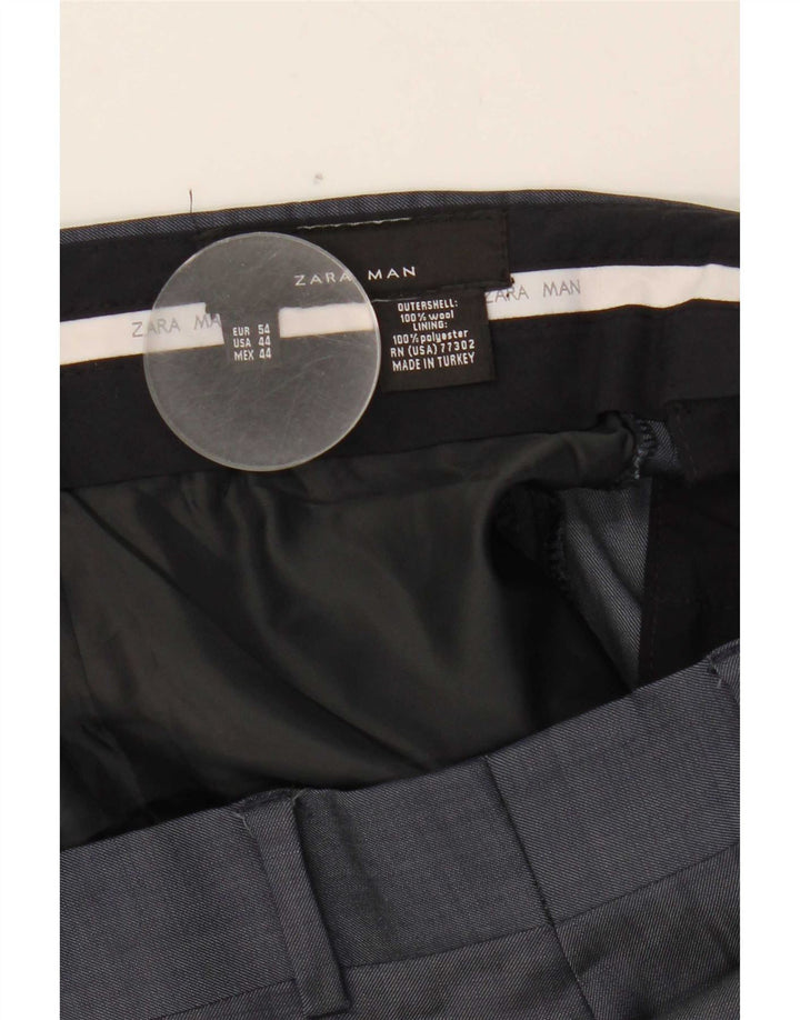 Ανδρικό ίσιο παντελόνι Zara W44 L31 Navy Blue Wool