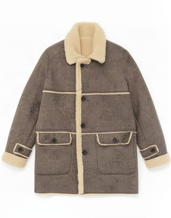 Zara Ανδρικό παλτό Sherpa UK 44 2XL Γκρι