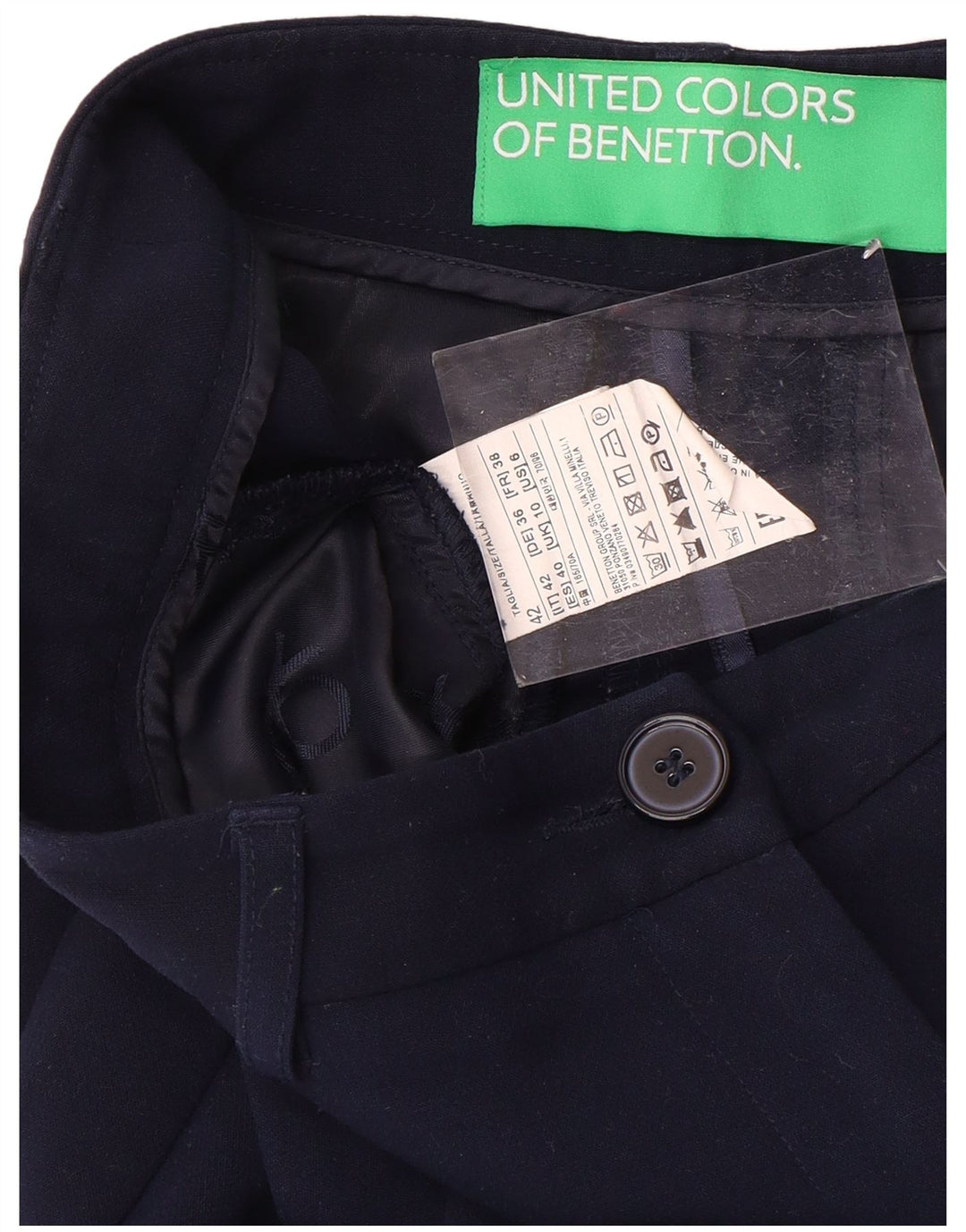 BENETTON Γυναικείο Slim Suit Παντελόνι UK 10 Small W30 L26 Navy Blue Polyester