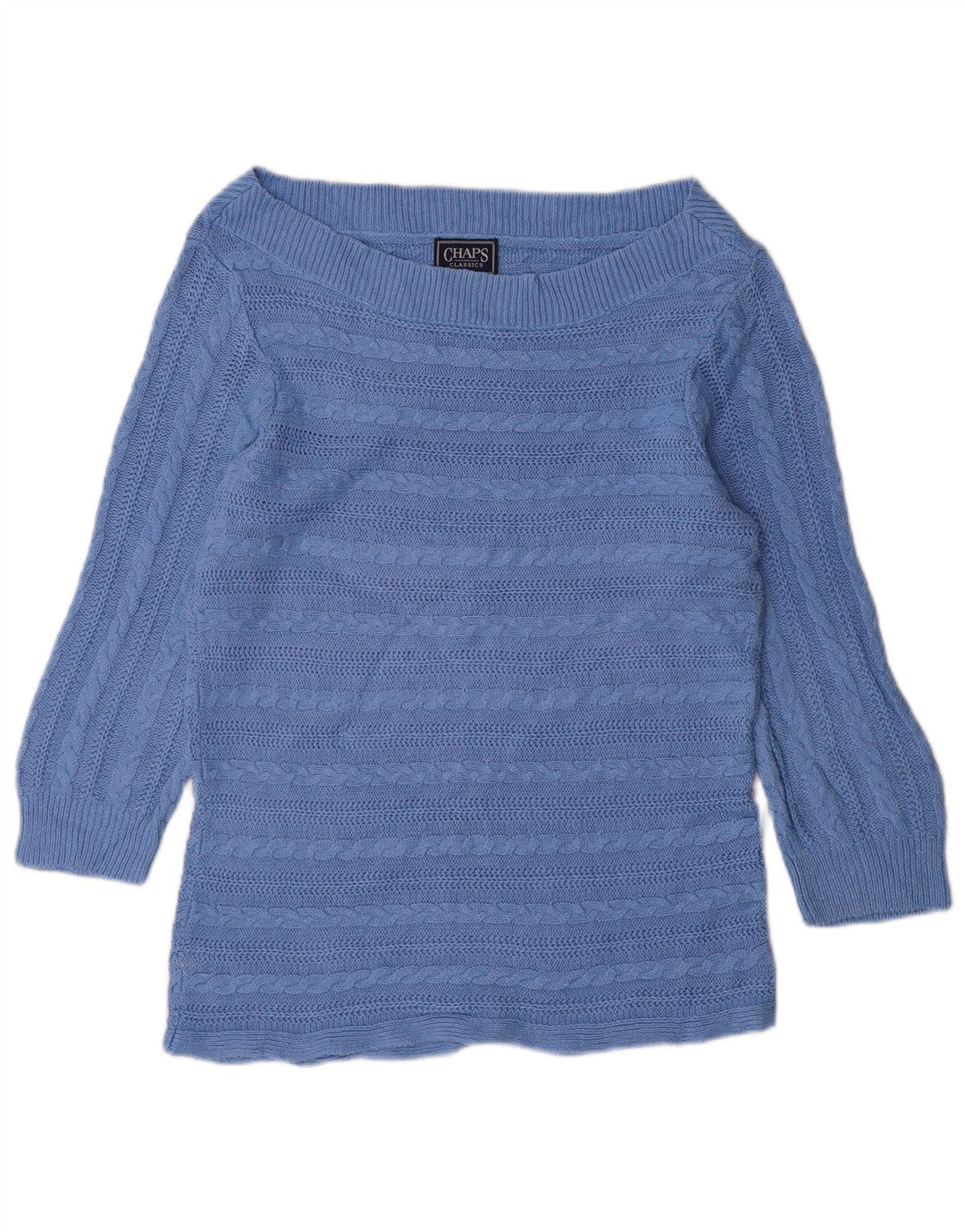 CHAPS Γυναικείο μανίκι 3/4 μπλουζάκι πουλόβερ με λαιμόκοψη UK 16 μεγάλο μπλε βαμβακερό