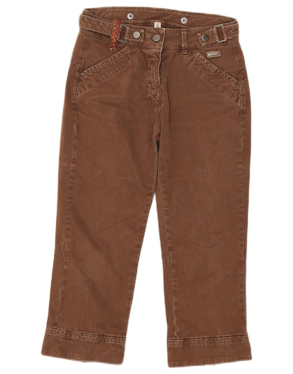 Trussardi Womens Capri Trousers IT 40 Small W28 L20 Brown Cotton