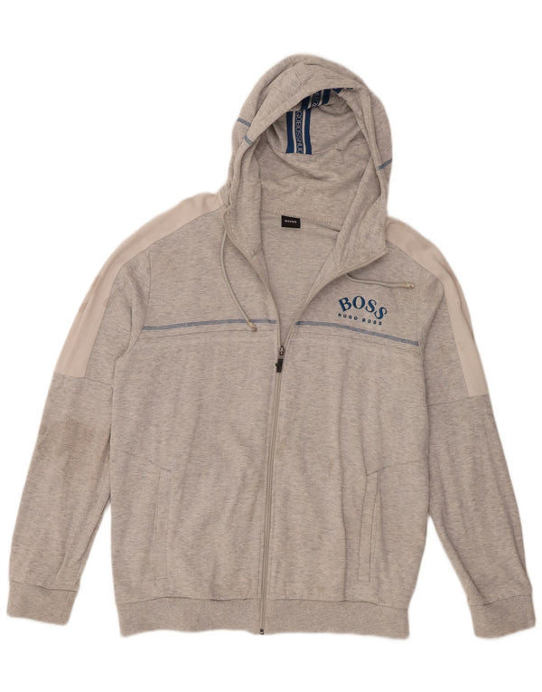 Ανδρικό πουλόβερ με κουκούλα με φερμουάρ Hugo Boss 2XL Γκρι βαμβακερό