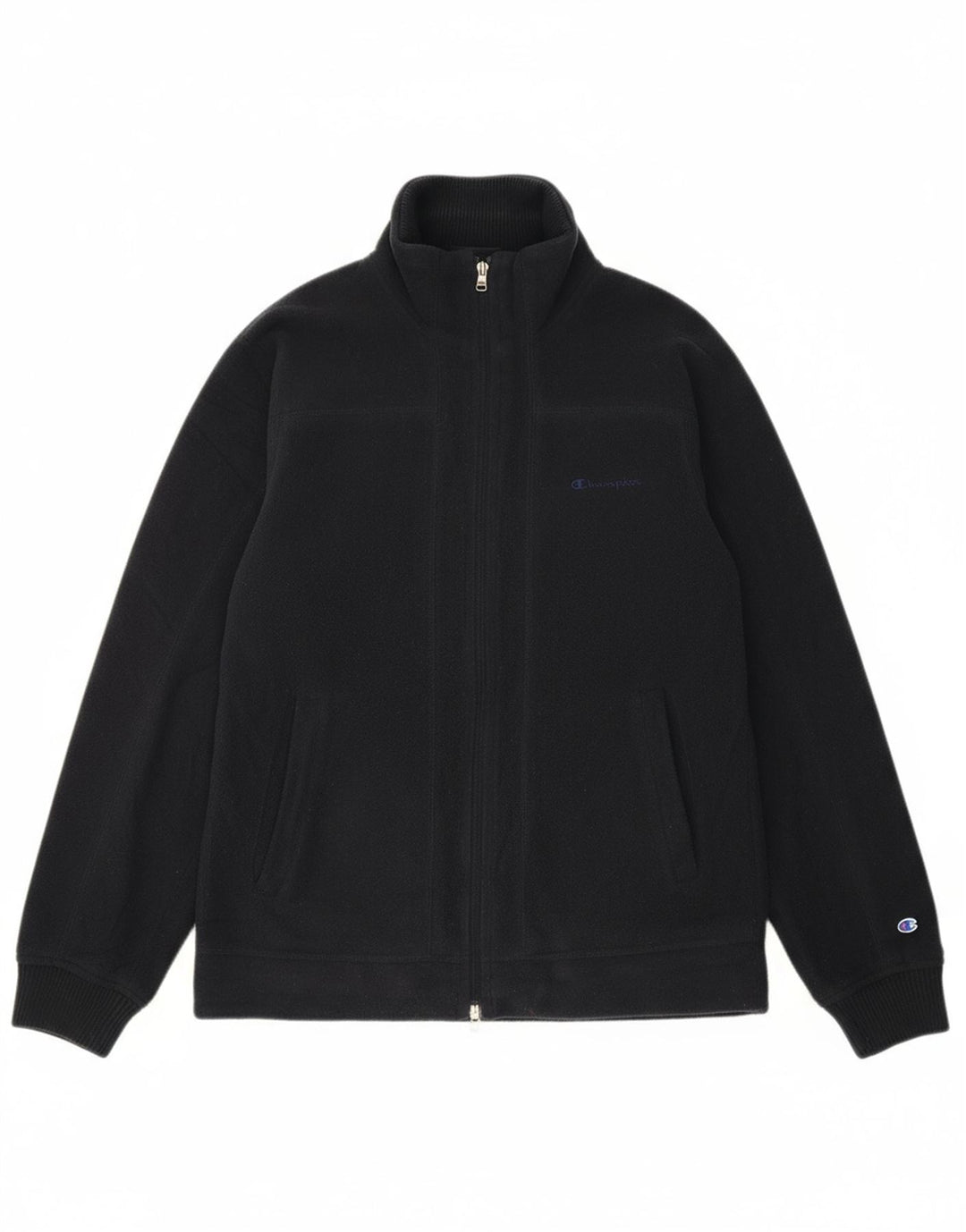 CHAMPION Mens Fleece Jacket UK 38 Medium Navy Blue Polyester