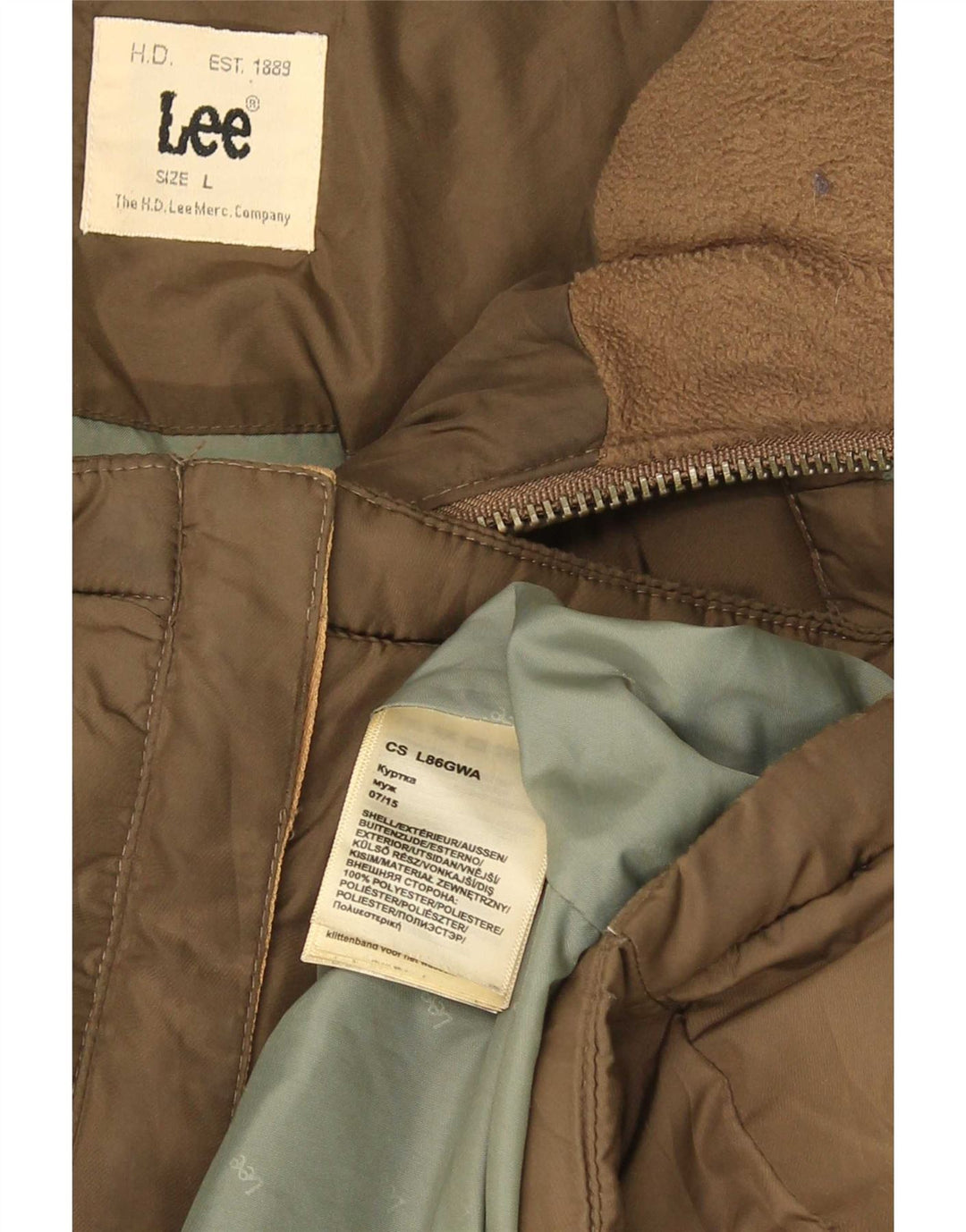 Lee Ανδρικό μπουφάν με κουκούλα UK 40 Large Brown Πολυεστέρας