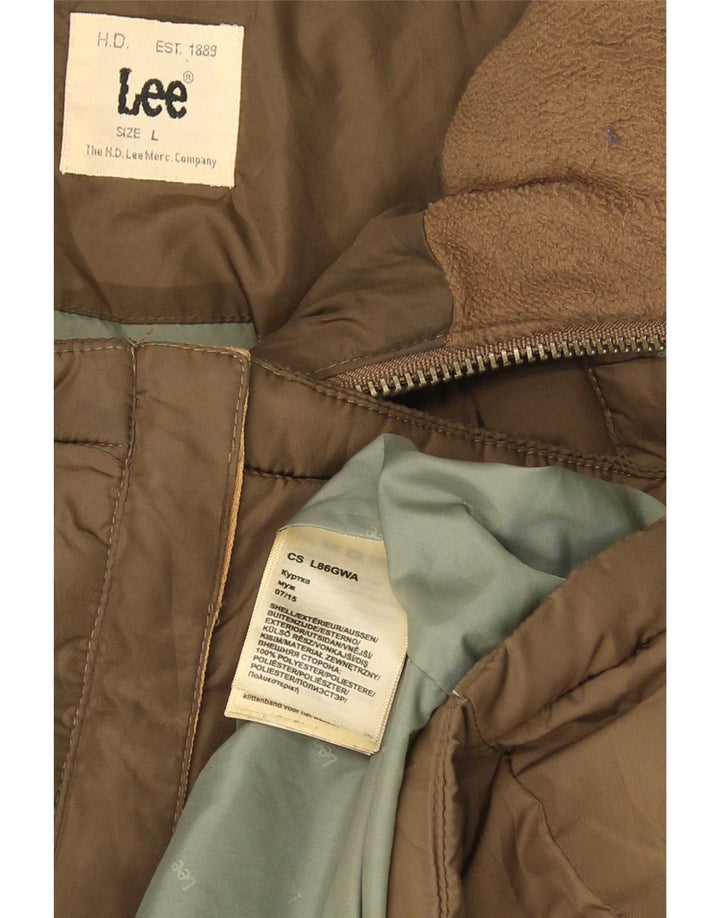 Lee Ανδρικό μπουφάν με κουκούλα UK 40 Large Brown Πολυεστέρας