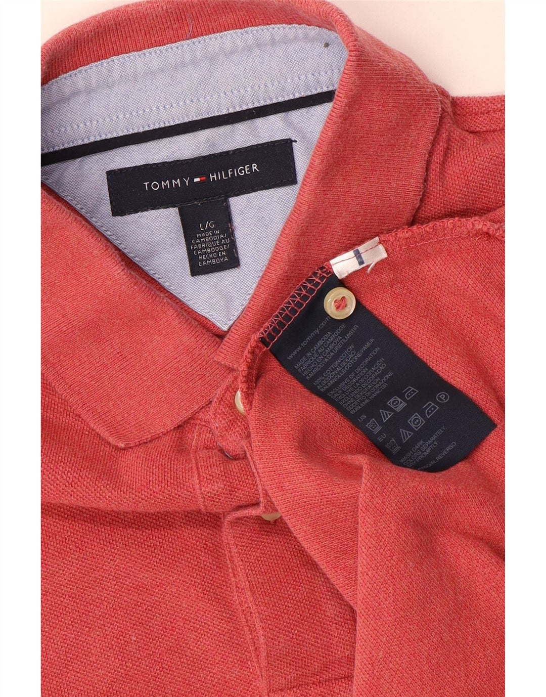 Ανδρικό πουκάμισο πόλο Tommy Hilfiger, μεγάλο κόκκινο βαμβακερό