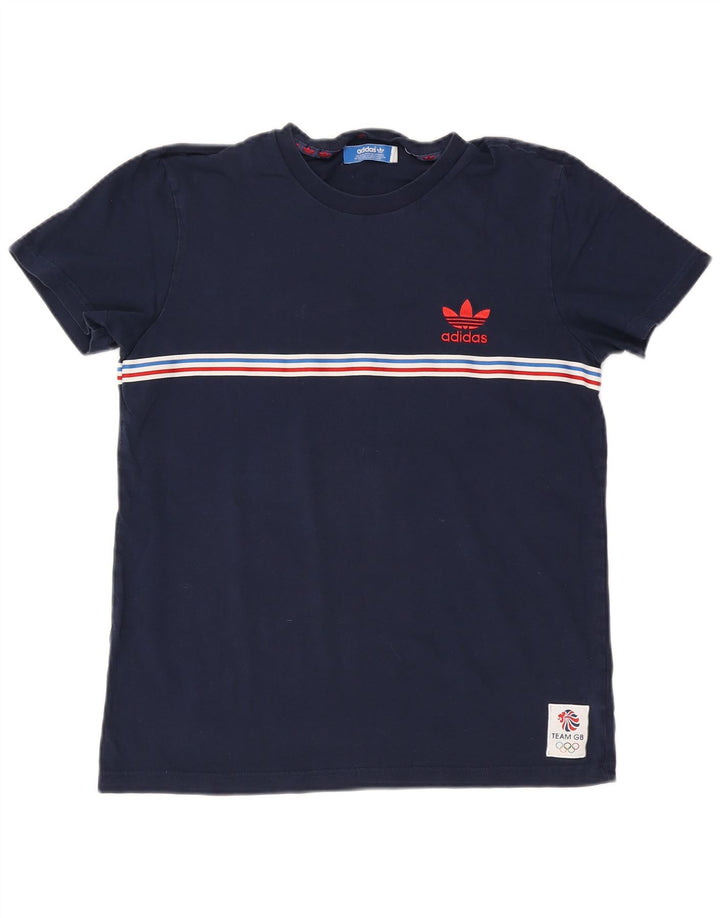 Ανδρικό T-Shirt Adidas Top Βαμβακερό μεσαίο μπλε ναυτικό ριγέ