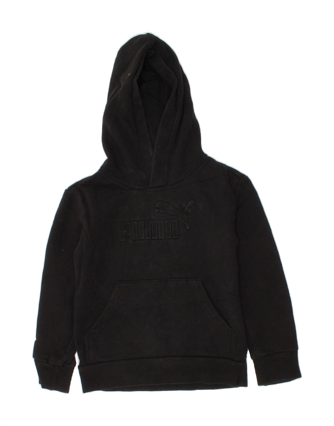 PUMA Boys Graphic Hoodie Jumper 5-6 Years Black Vintage Puma and Second-Hand Puma from Messina Hembry 
