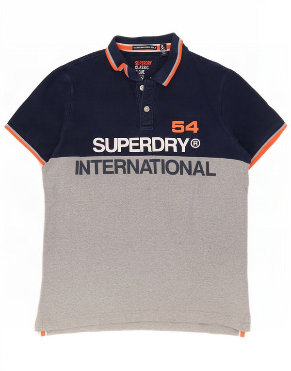 Superdry Ανδρικό γραφικό κλασικό μπλουζάκι πόλο 2XL μπλε χρώματος βαμβακερό