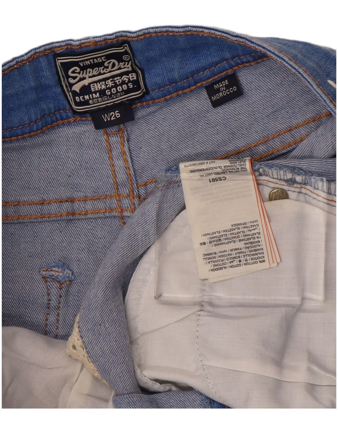 Γυναικείο τζιν σορτς SUPERDRY W26 Μικρό μπλε βαμβακερό