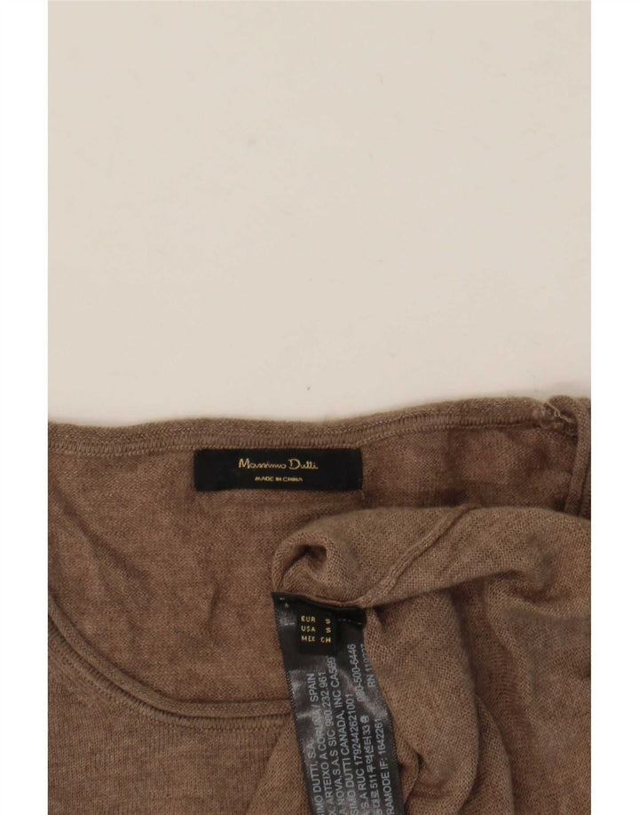 Massimo Dutti Γυναικείο πουλόβερ με λαιμόκοψη UK 10 Small Brown