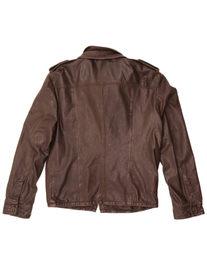 Superdry Ανδρικό Δερμάτινο Στρατιωτικό Μπουφάν UK 42 XL Καφέ Δερμάτινο