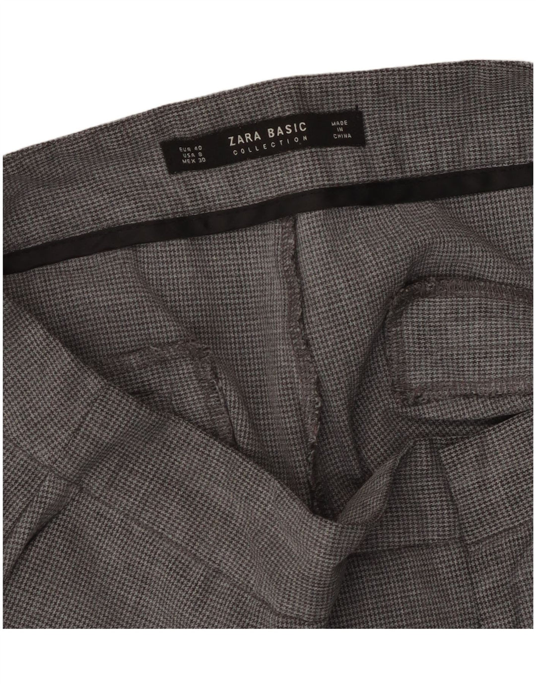 Zara Γυναικείο ίσιο παντελόνι Chino EU 40 Medium W30 L27 Grey Houndstooth