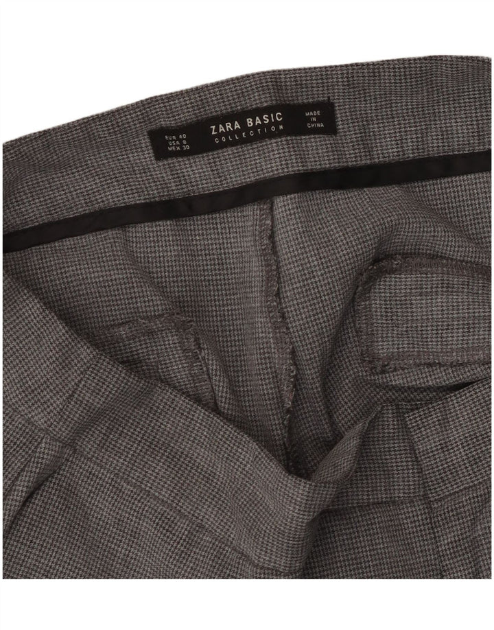 Zara Γυναικείο ίσιο παντελόνι Chino EU 40 Medium W30 L27 Grey Houndstooth