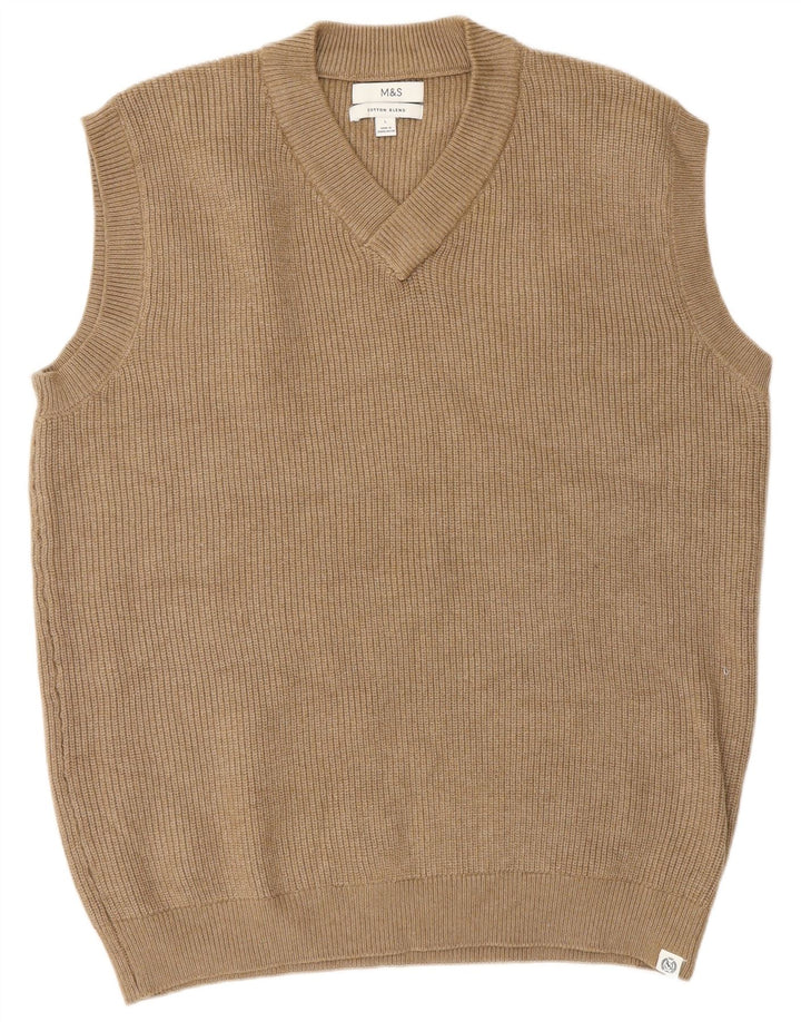 Marks & Spencer Ανδρικό γιλέκο Tank Top Large Beige Polyester