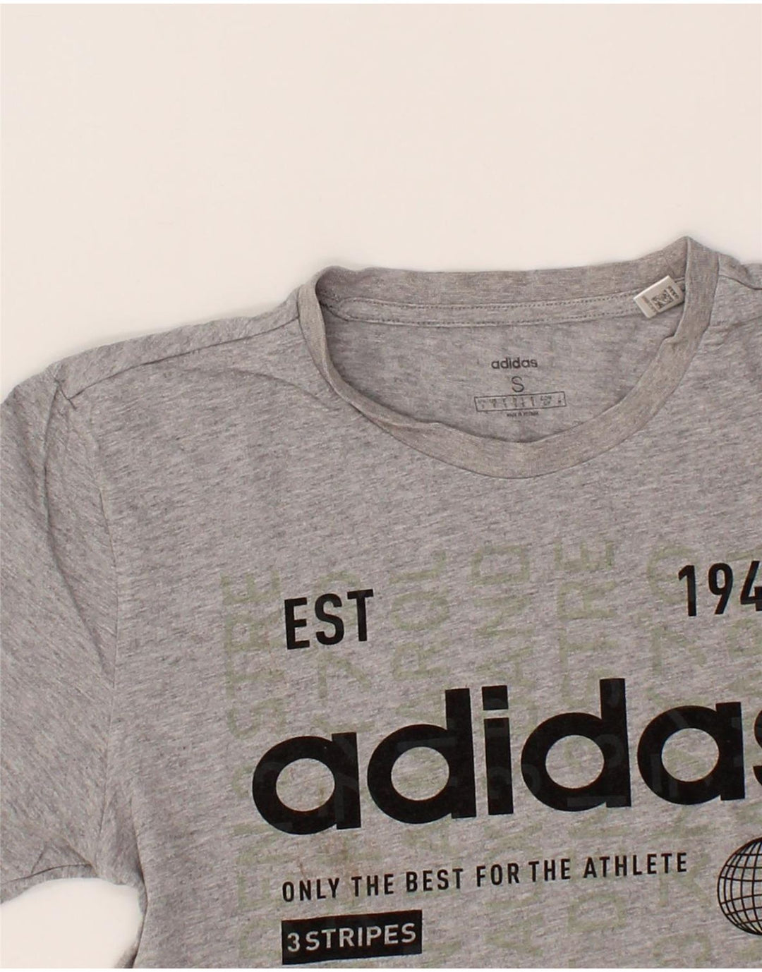 ADIDAS Mens Graphic T-Shirt Top Small Grey Cotton Vintage Adidas and Second-Hand Adidas from Messina Hembry 