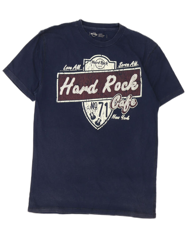 Hard Rock Cafe Ανδρικό γραφικό T-Shirt New York Top Medium Navy Blue Cotton