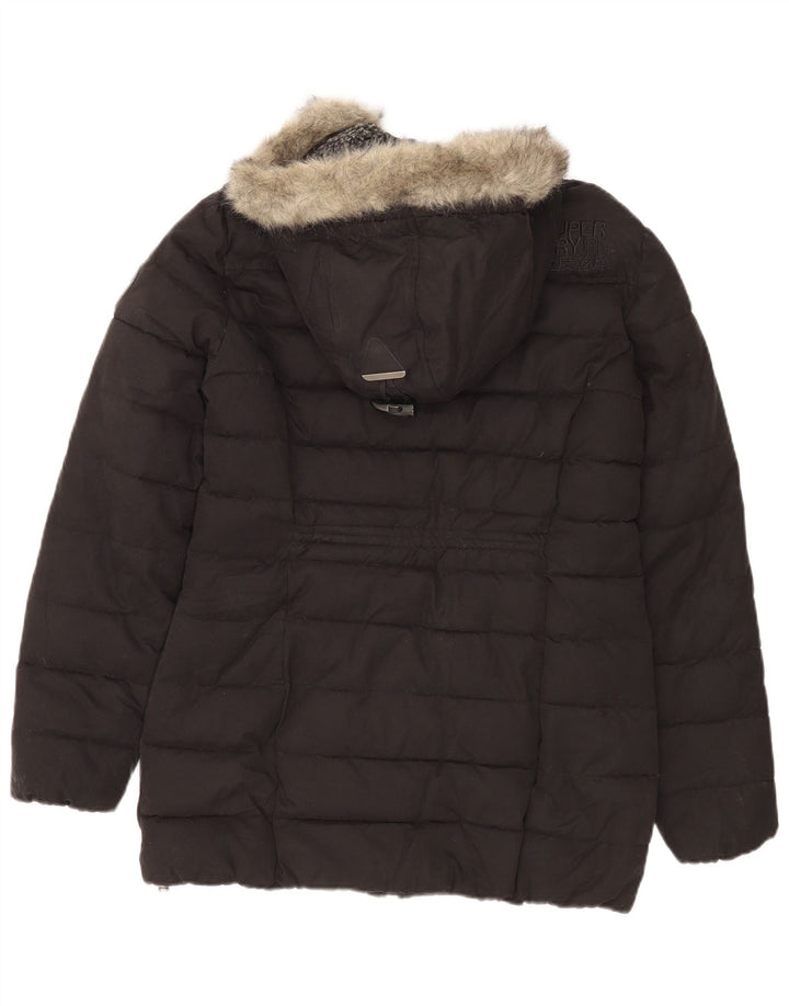 Superdry γυναικείο μπουφάν με κουκούλα UK 14 μεγάλο μαύρο πολυεστέρα