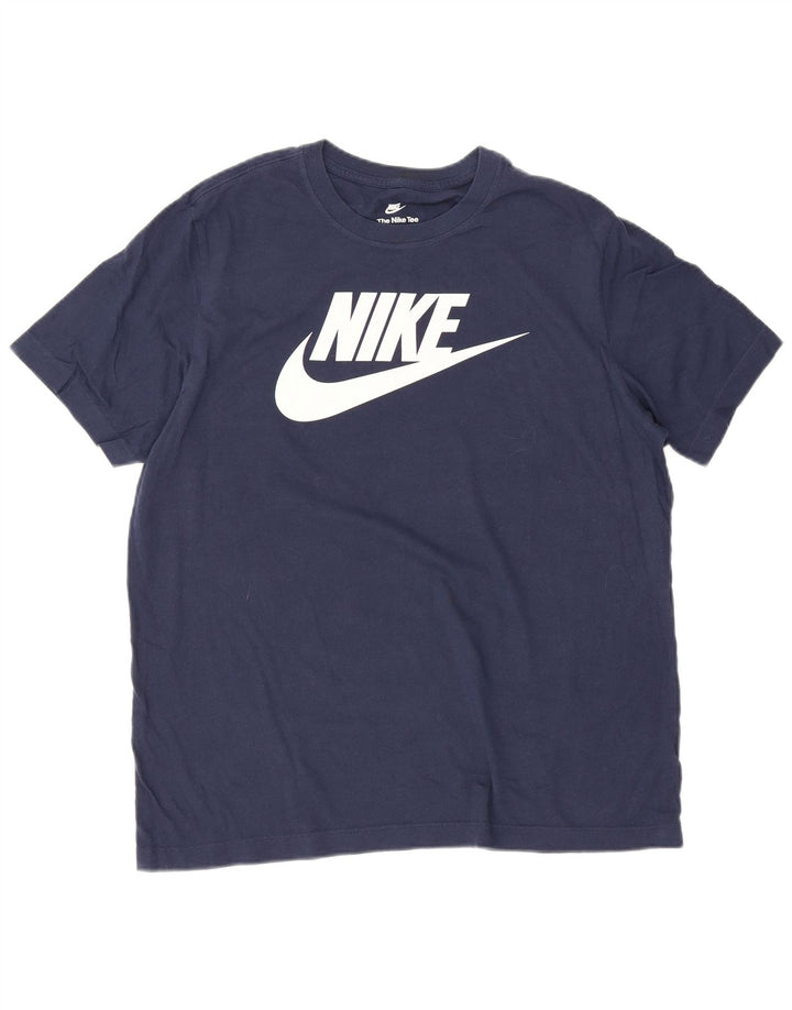 Ανδρικό γραφικό μπλουζάκι Nike, μεγάλο μπλε, βαμβακερό