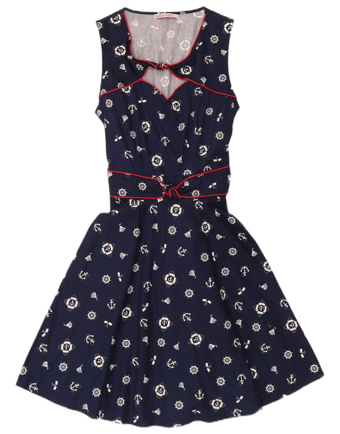 Τρόλι γυναικείο φόρεμα με μοτίβο A-Line UK 14 Large Navy Blue