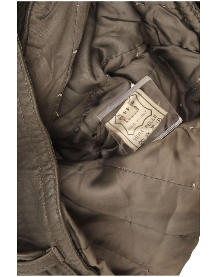Vintage Ανδρικό Loose Fit Δερμάτινο Μπουφάν IT 44 XS Γκρι Δερμάτινο