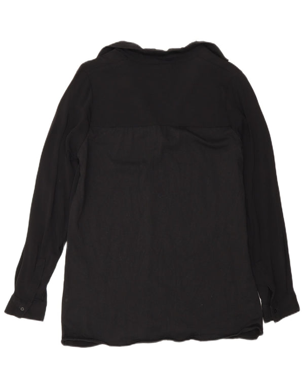 Massimo Dutti Γυναικεία μακρυμάνικη μπλούζα τοπ UK 10 Small Black Viscose