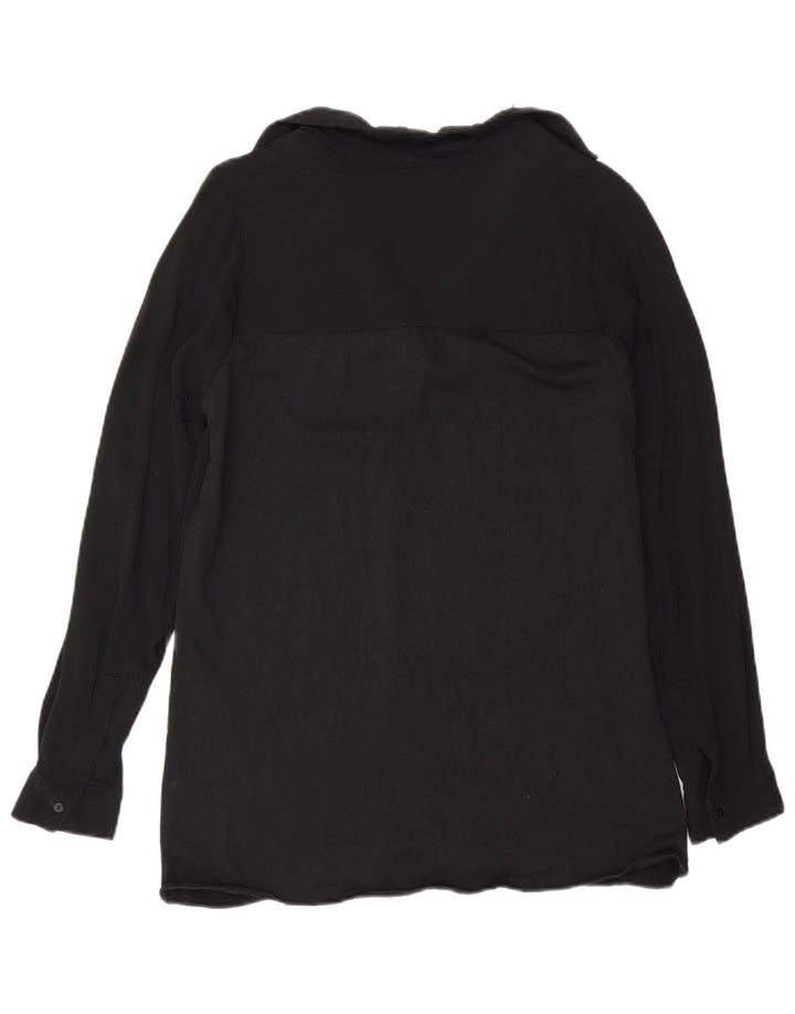 Massimo Dutti Γυναικεία μακρυμάνικη μπλούζα τοπ UK 10 Small Black Viscose