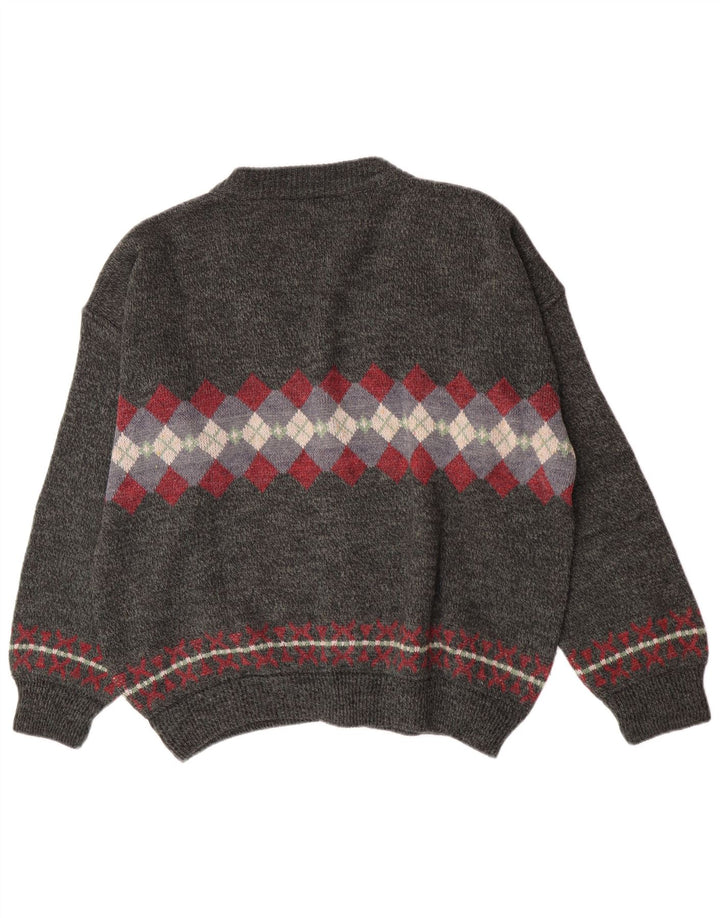 Ανδρικό πουλόβερ vintage ζακέτα XL Grey Argyle/Diamond