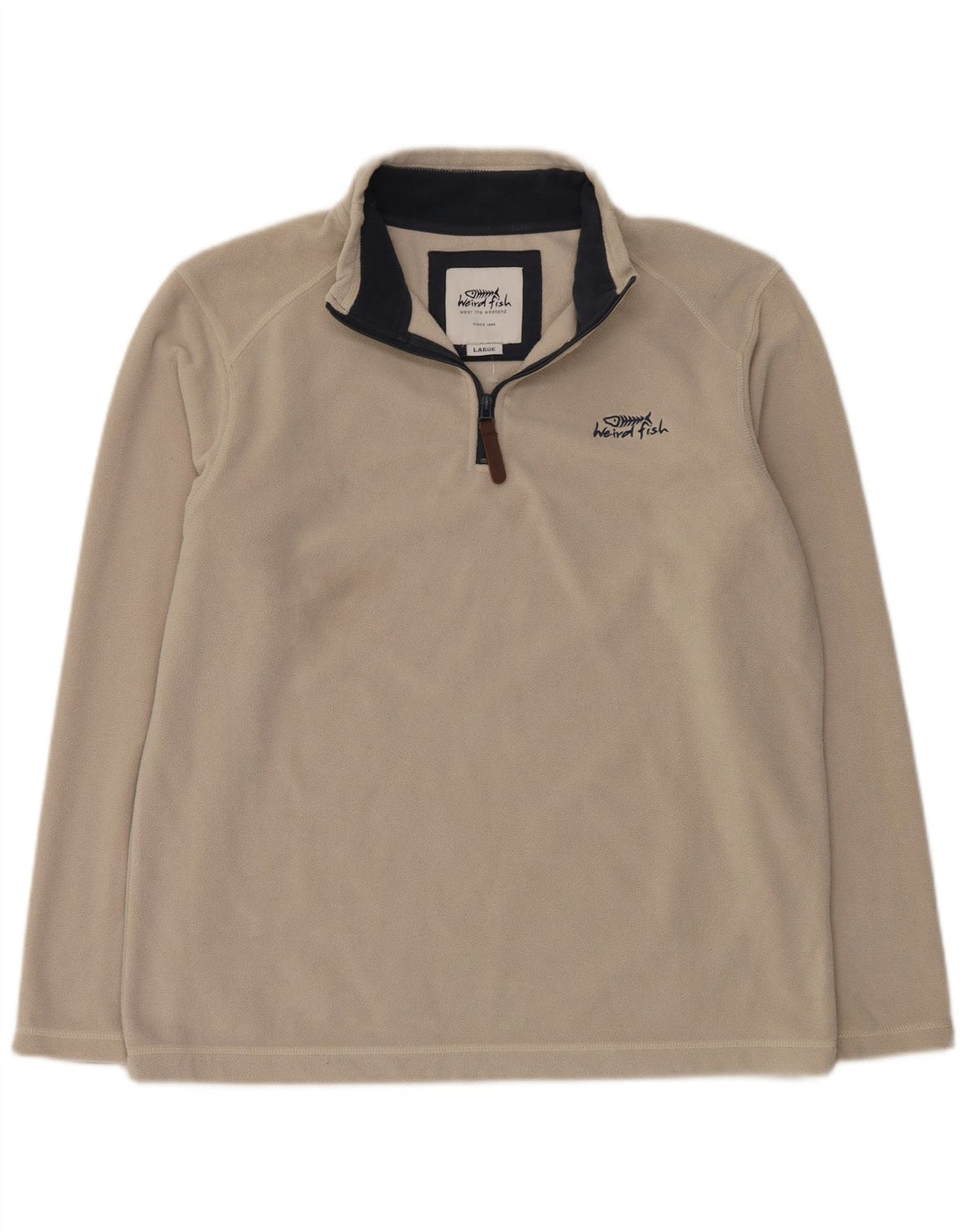 Weird Fish Mens Zip Fleece Jumper Larg off White Polyester