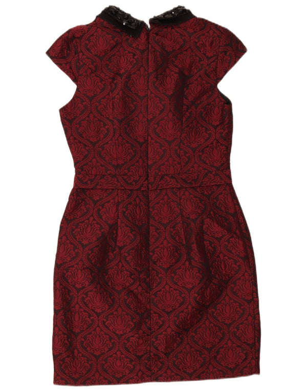 Warehouse Γυναικείο φόρεμα με θήκη UK 10 Small Burgundy Paisley Polyester