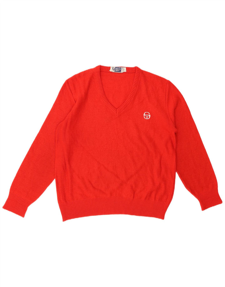 SERGIO TACCHINI Womens V-Neck Jumper Sweater UK 14 Large Red