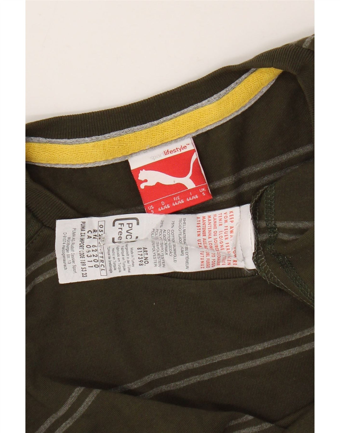 PUMA Ανδρικό μακρυμάνικο μπλουζάκι από βαμβακερό χακί ριγέ