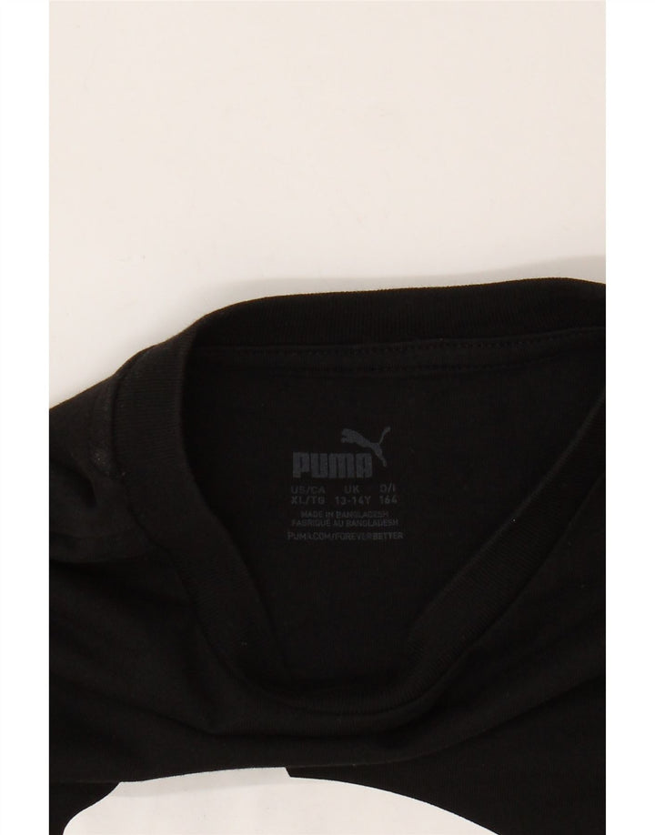 Puma Girls Graphic T-Shirt Top 13-14 Years Μαύρο