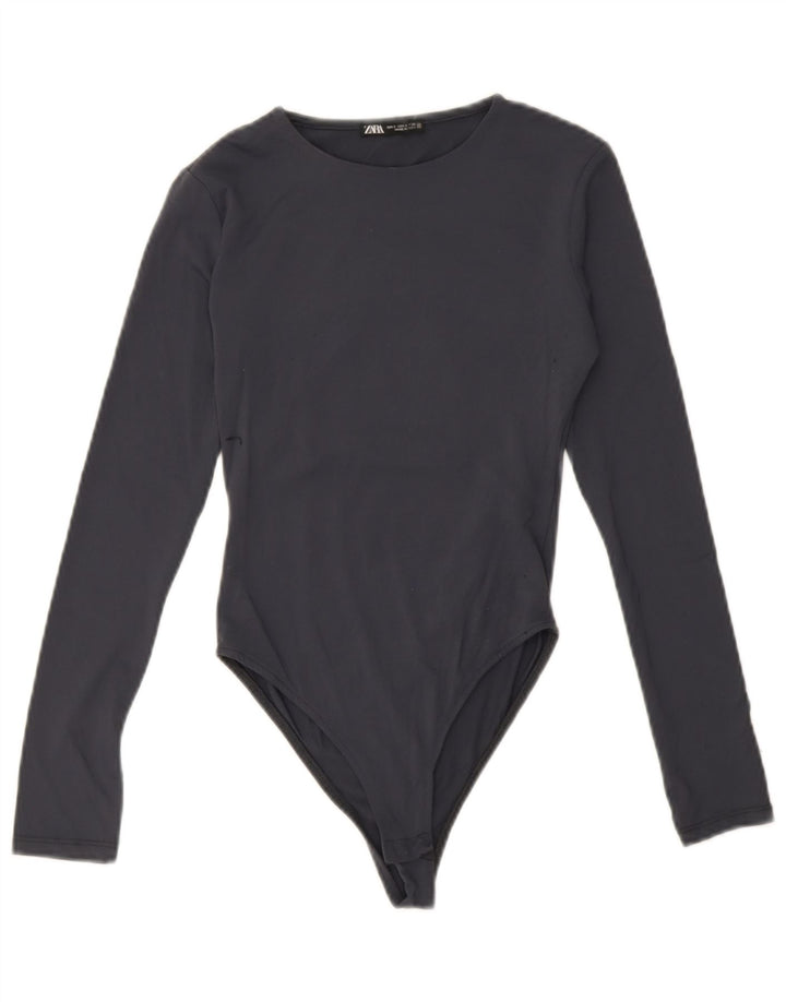Zara Γυναικείο μακρυμάνικο κορμάκι UK 8 Small Navy Blue Polyamide