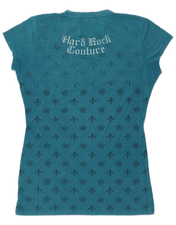 Hard Rock Cafe Womens Barcelona Graphic T-Shirt Top UK 12 Medium Blue