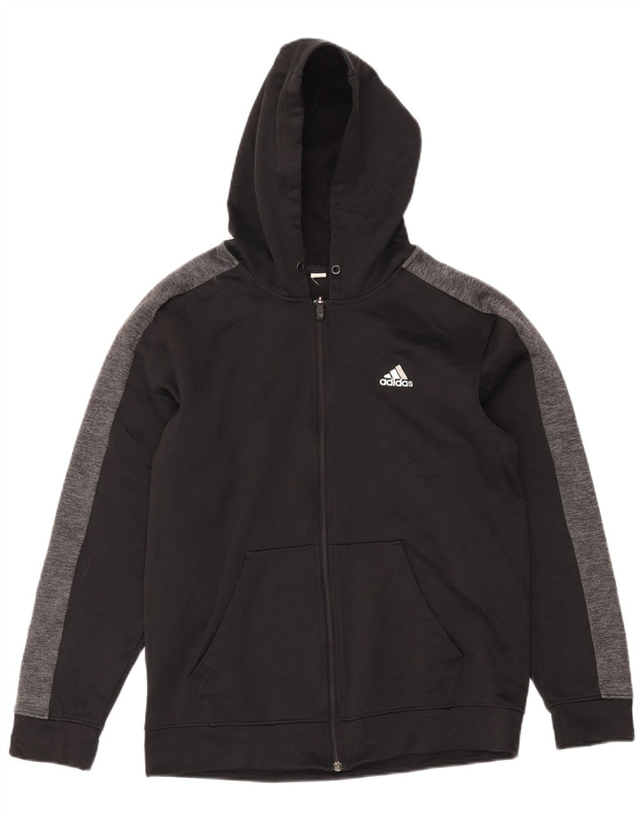 Ανδρικό πουλόβερ Adidas Climalite με φερμουάρ με κουκούλα μεσαίου μαύρου χρώματος