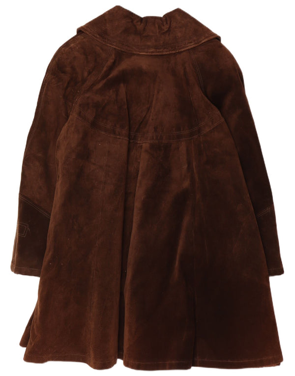 Vintage γυναικείο σουέτ πανωφόρι IT 46 Large Brown Δερμάτινο Retro