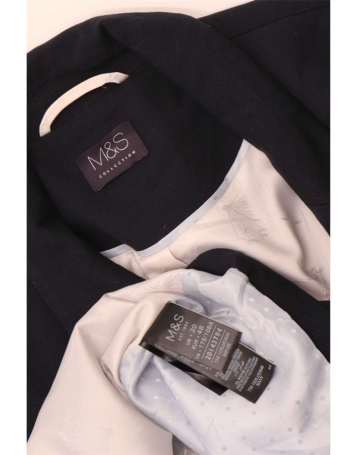 Marks & Spencer Γυναικείο μπουφάν σακάκι με 1 κουμπί UK 20 2XL Navy Blue Polyester