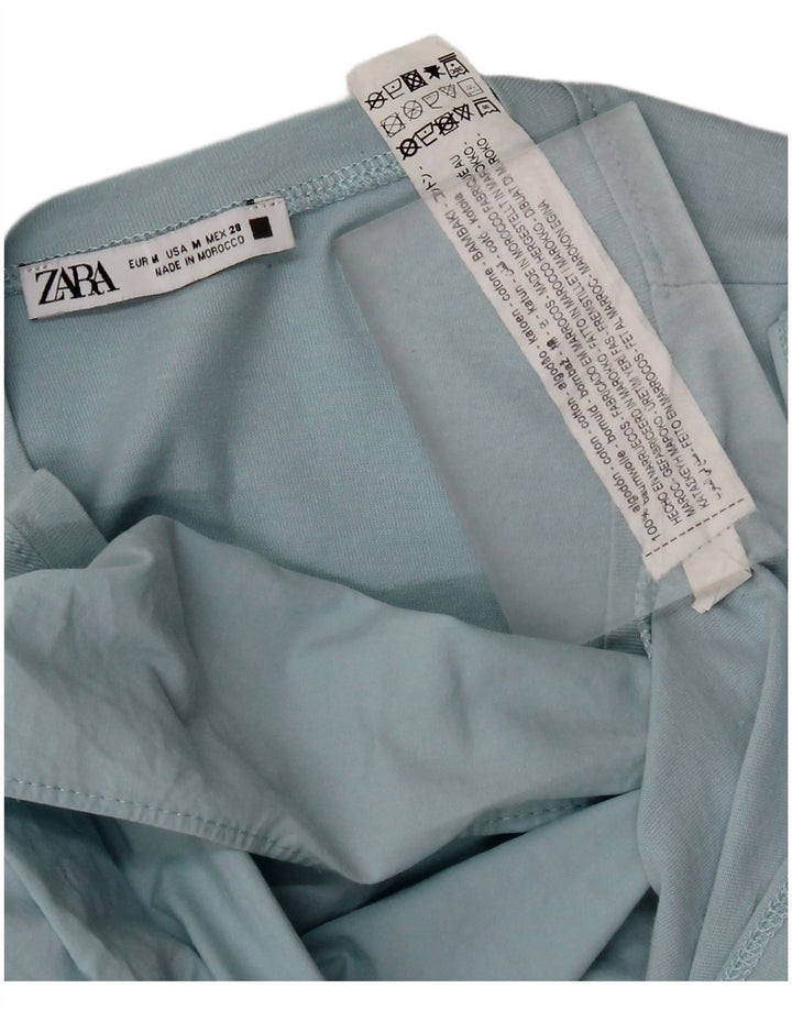 Zara Γυναικεία Μπλούζα Τοπ UK 12 Medium Blue Cotton