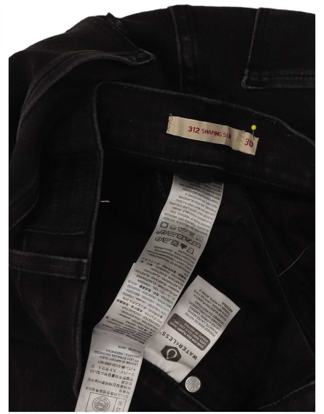 Levi's Womens 312 Shaping Slim Jeans W30 L28 Μαύρο βαμβακερό