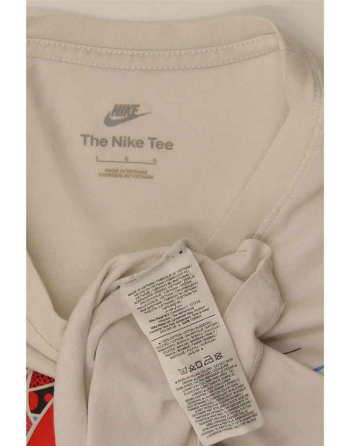 Ανδρικό γραφικό μπλουζάκι Nike, μεγάλο, βαμβακερό σε λευκό χρώμα