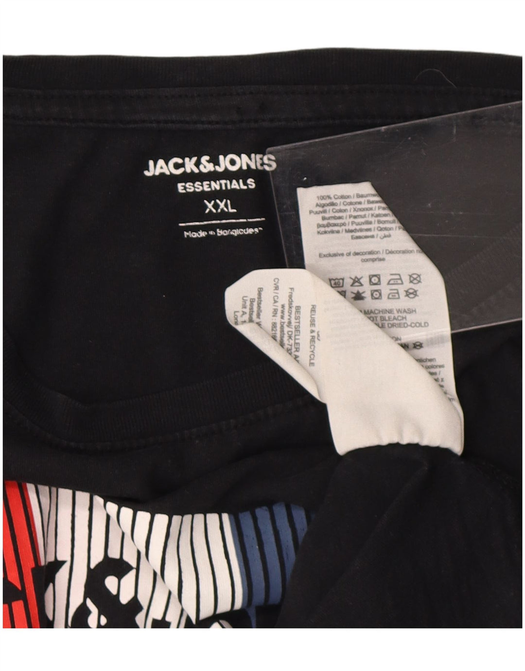 Jack & Jones Ανδρικό γραφικό T-Shirt Top 2XL μαύρο βαμβακερό