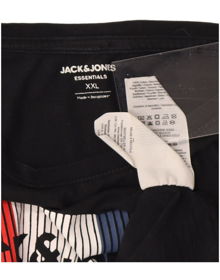 Jack & Jones Ανδρικό γραφικό T-Shirt Top 2XL μαύρο βαμβακερό