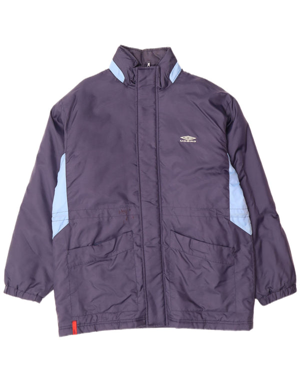 Ανδρικό παλτό UMBRO με κουκούλα με επένδυση UK 38 Medium Navy Blue Colorblock Nylon