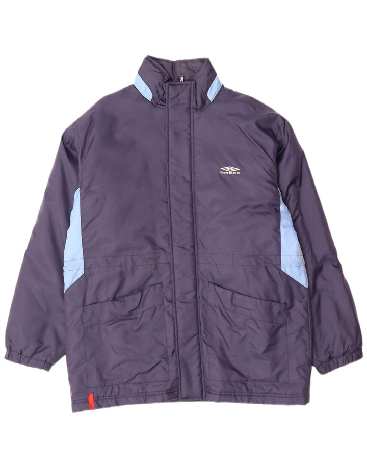 Ανδρικό παλτό UMBRO με κουκούλα με επένδυση UK 38 Medium Navy Blue Colorblock Nylon