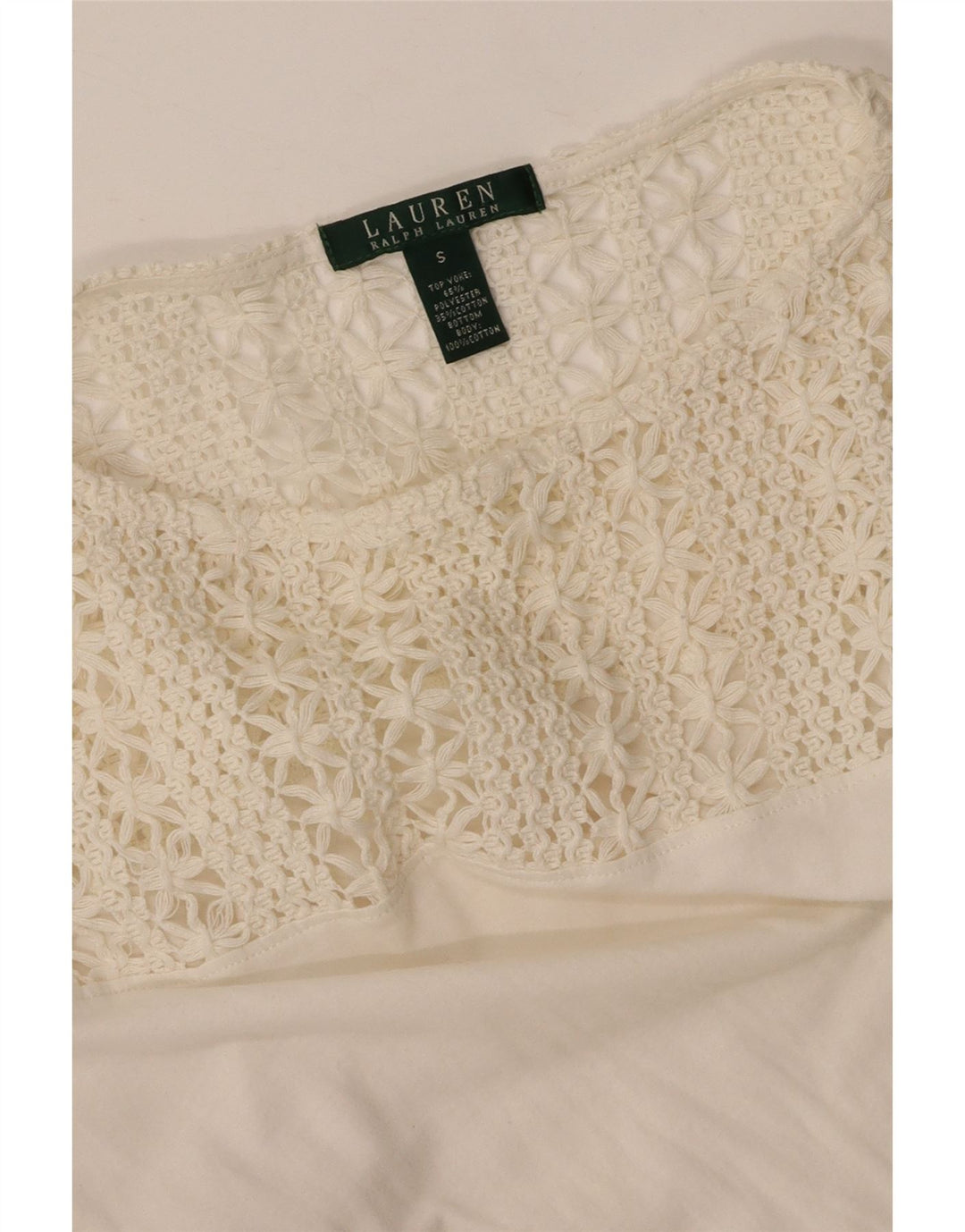 RALPH LAUREN Γυναικεία Μπλούζα Τοπ UK 10 Small White Cotton