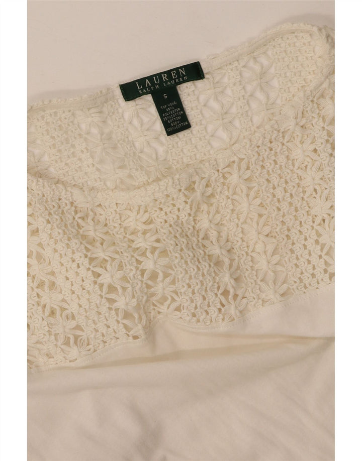 RALPH LAUREN Γυναικεία Μπλούζα Τοπ UK 10 Small White Cotton