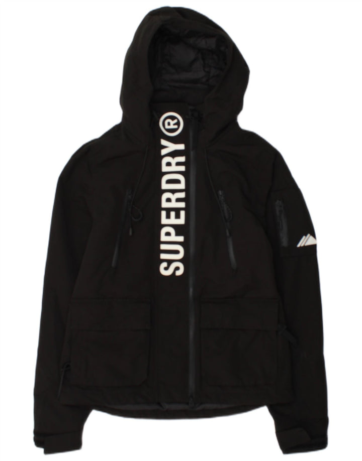 Superdry γυναικείο μπουφάν με κουκούλα αντιανεμικό UK 10 Small Black Polyester