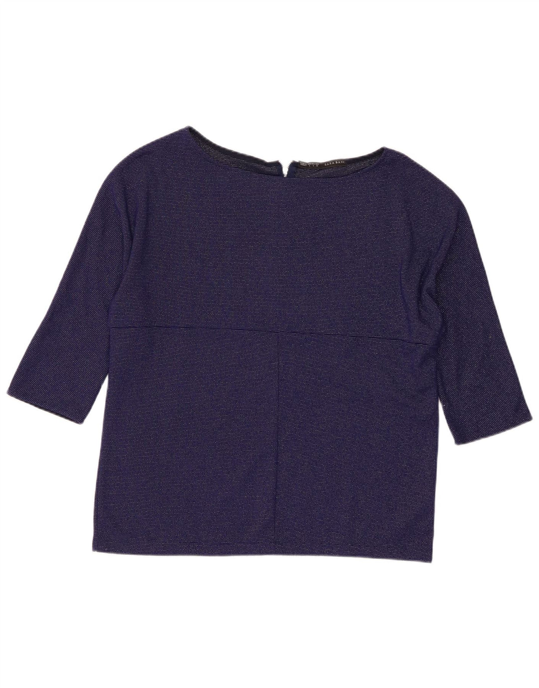 Zara γυναικείο τοπ 3/4 μανίκι UK 16 Large Navy Blue Polyester